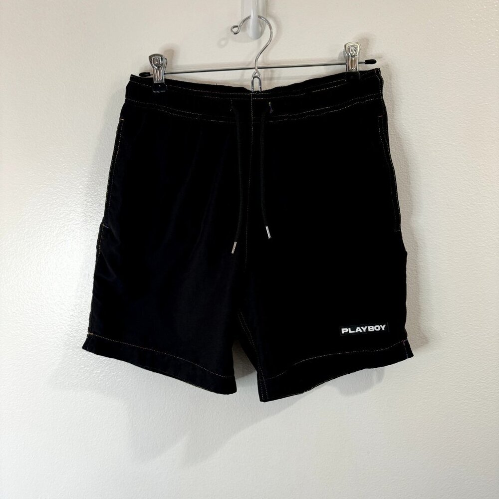 Playboy x Pacsun Swim Trunks Size S Black Rainbow Shorts Bunny Beach Lined